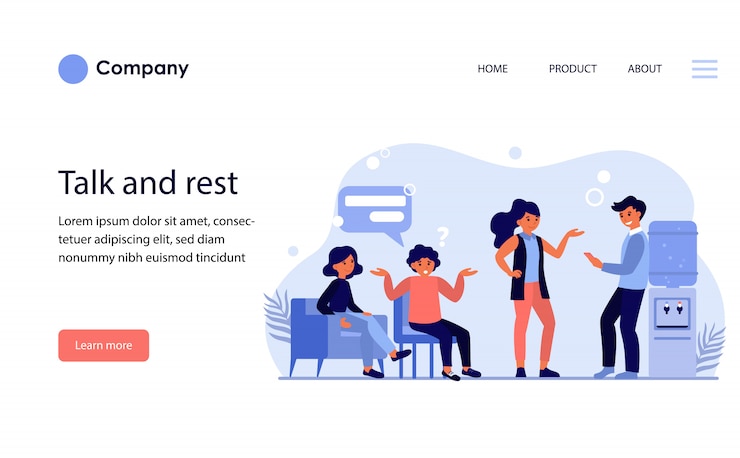Vector gratuito compañeros que se comunican en el descanso. plantilla de sitio web o página de destino