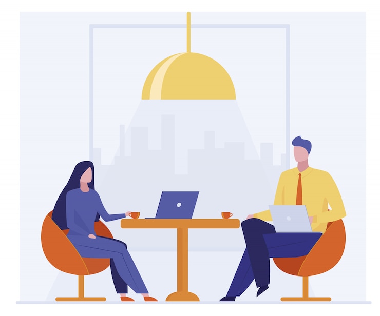 Vector gratuito compañeros de trabajo tomando café juntos