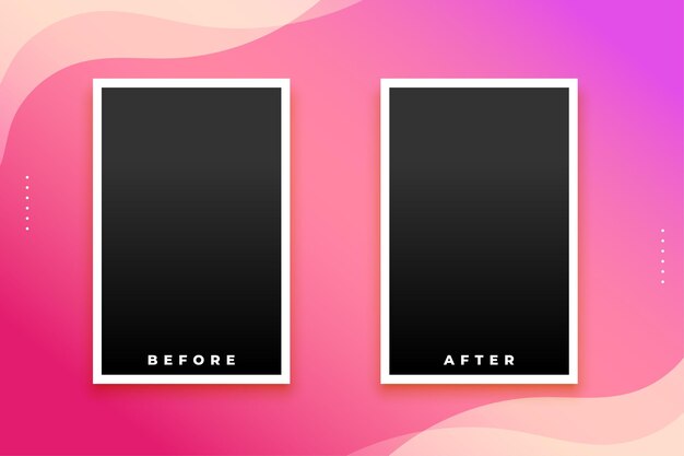 Comparación antes y después del fondo degradado del marco de fotos