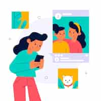 Vector gratuito compartir contenido en las redes sociales