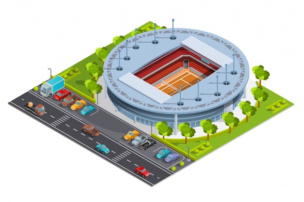 Complejo deportivo de tenis con estadio de pista abierta.