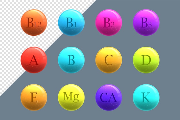 Vector gratuito complejo de vitaminas y minerales esenciales