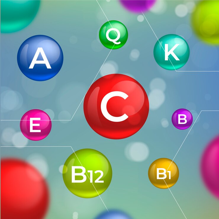 Vector gratuito complejo de vitaminas y minerales esenciales