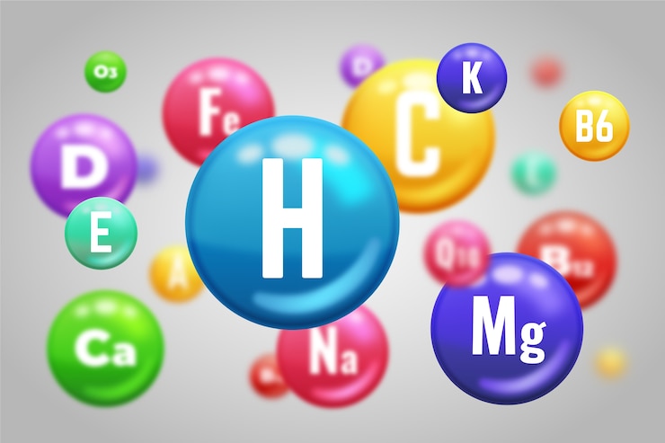 Vector gratuito complejo de vitaminas y minerales esenciales