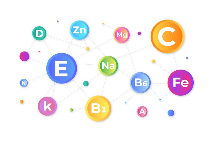 Vector gratuito complejo de vitaminas y minerales esenciales