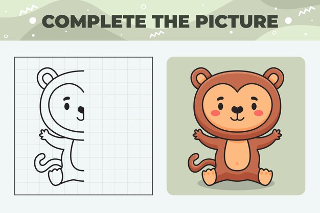 Completa la ilustración de la imagen con oso