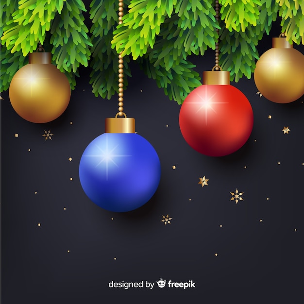 Vector gratuito compoción elegante de navidad con diseño realista