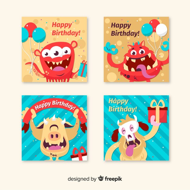 Composción adorable de cumpleaños dibujada a mano