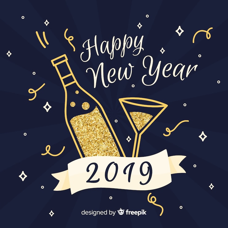 Vector gratuito composción moderna de año nuevo con estilo elegante