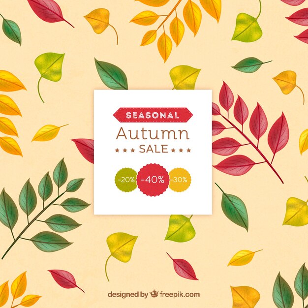 Composición en acuarela de rebajas de otoño