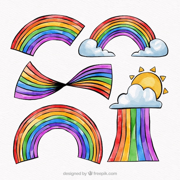 Composición adorable de arcoiris en acuarela
