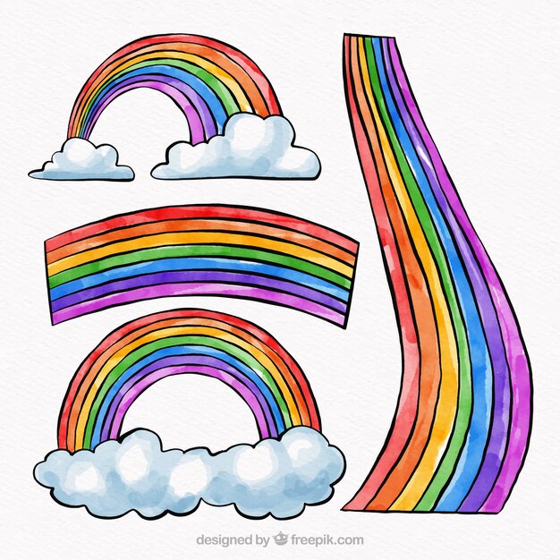 Composición adorable de arcoiris en acuarela