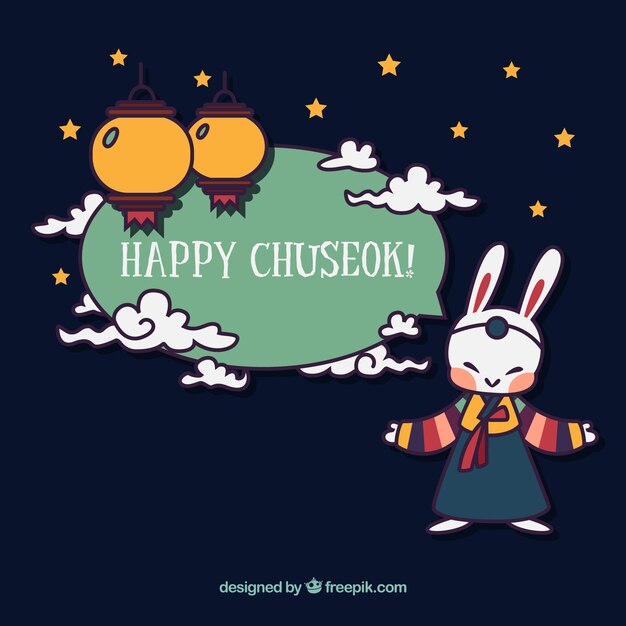 Composición adorable de chuseok dibujada a mano