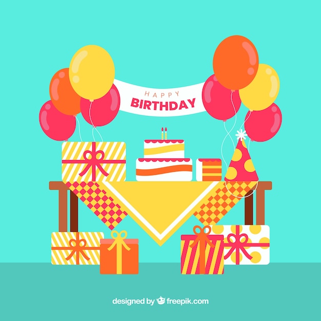 Vector gratuito composición adorable de cumpleaños con estilo moderno