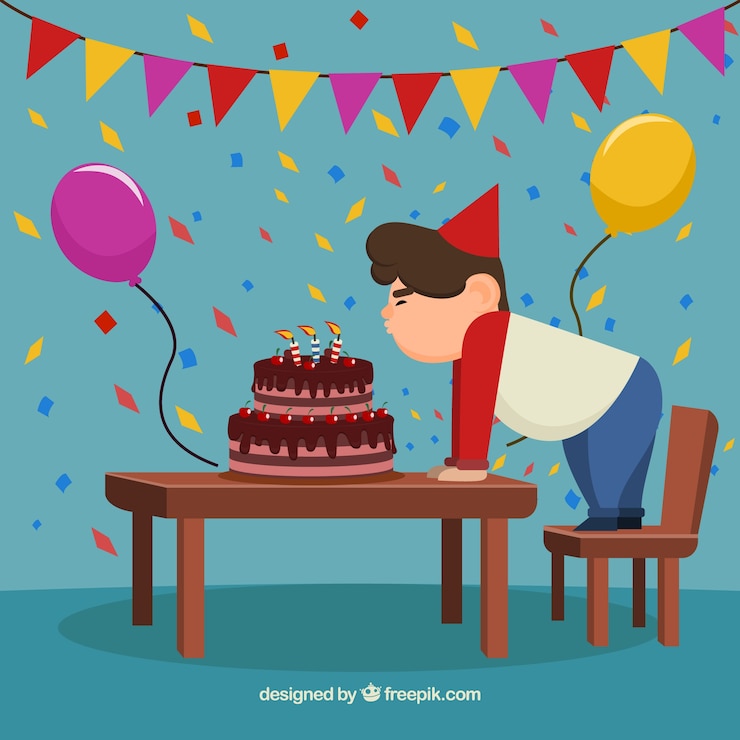 Vector gratuito composición adorable de cumpleaños con estilo moderno