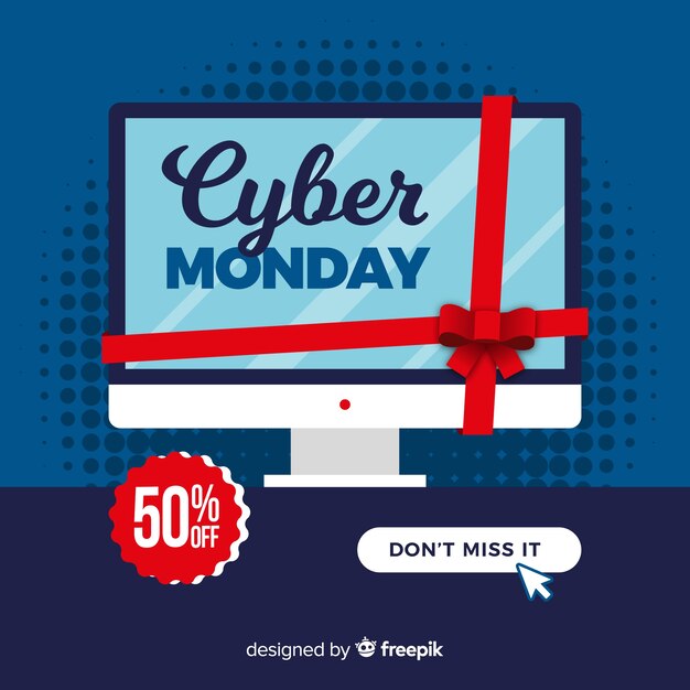 Composición adorable de cyber monday con diseño plano