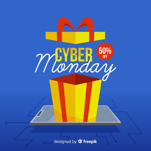 Composición adorable de cyber monday con diseño plano