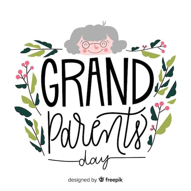 Vector gratuito composición adorable del día de los abuelos con diseño plano