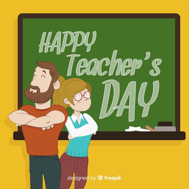 Composición adorable del día mundial del profesor con estilo de dibujo a mano