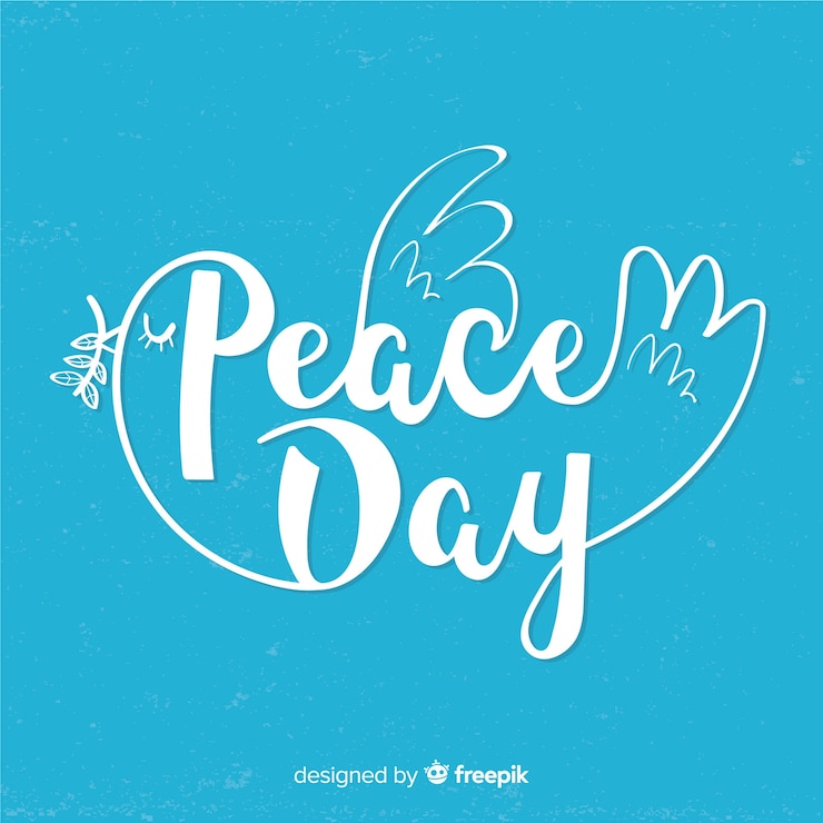 Vector gratuito composición adorable del día de la paz con letras bonitas