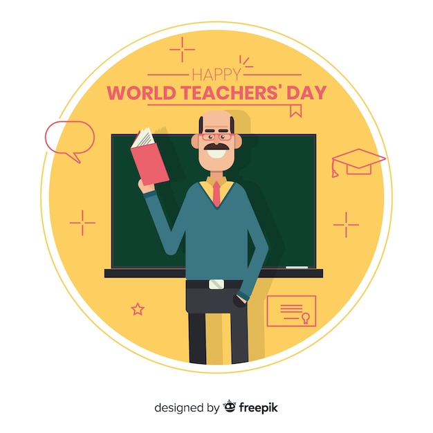 Composición adorable del día de los profesores con diseño plano