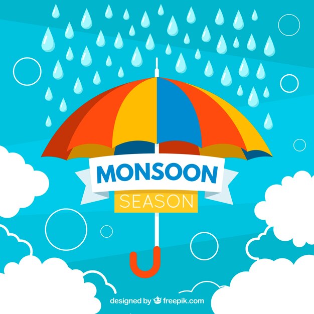 Composición adorable de la época del monzón con diseño plano