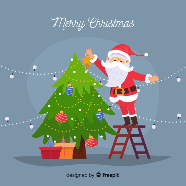 Composición adorable de navidad con diseño plano