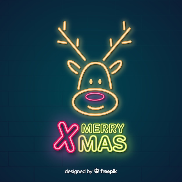 Vector gratuito composición adorable de navidad con estilo de luces de neón