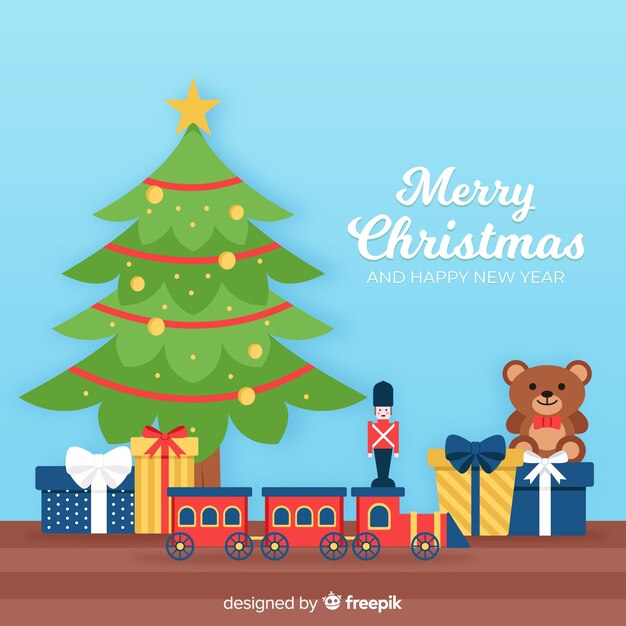 Composición adorable de navidad con juguetes coloridos