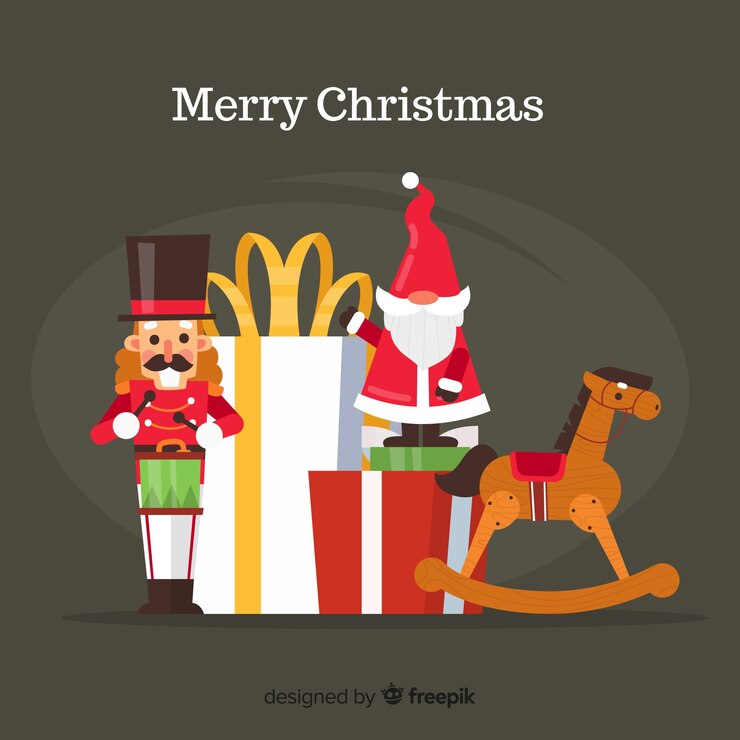 Vector gratuito composición adorable de navidad con juguetes coloridos