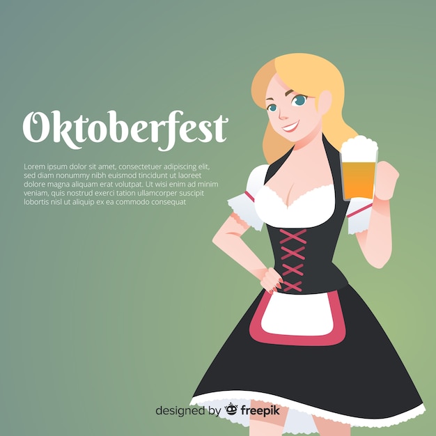 Composición adorable del oktoberfest con diseño plano