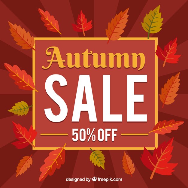 Composición adorable de rebajas de otoño con diseño plano