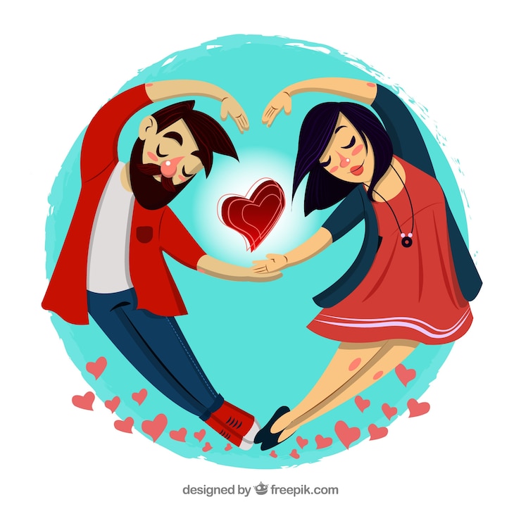 Vector gratuito composición de amor con pareja joven