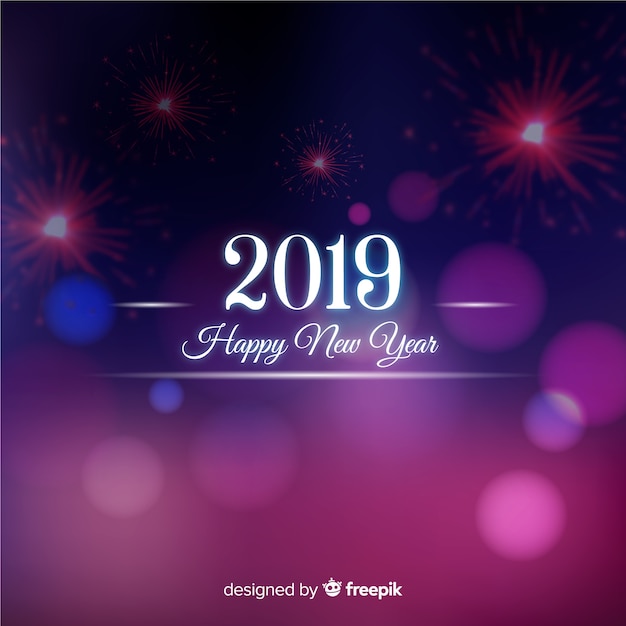 Composición de año nuevo 2019 con estilo desenfocado