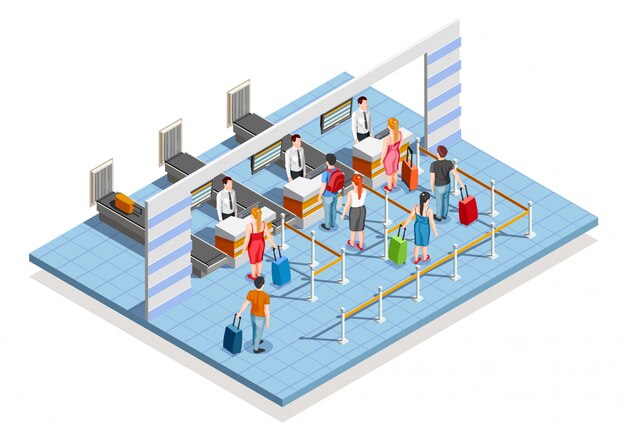 Composición del área de facturación del aeropuerto