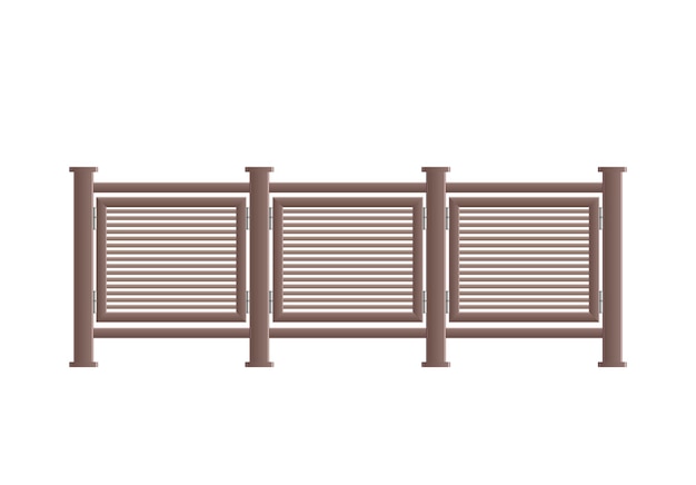 Composición de barandilla de cerca de balcón con imagen de vista frontal realista de ilustración de vector aislado de cerca de estilo forjado decorativo