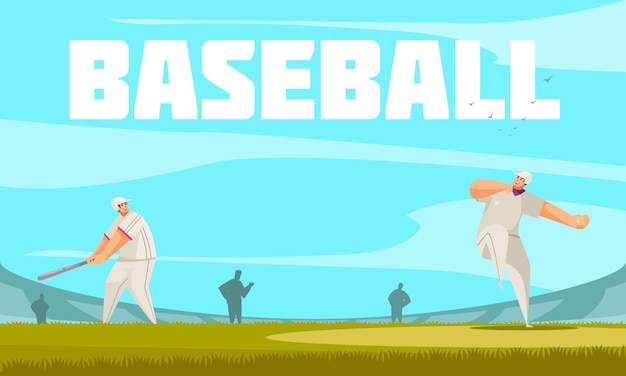 Vector gratuito composición de béisbol deportivo de verano con ilustración de estadio al aire libre