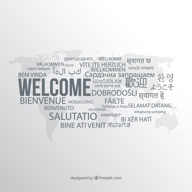 Composición de bienvenido en idiomas diferentes