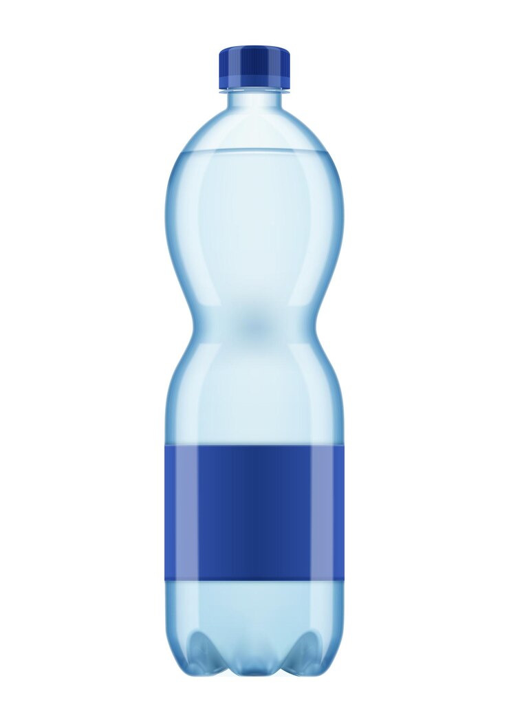 Vector gratuito composición de botella de agua mineral realista con imagen aislada de botella de agua de plástico en la ilustración de vector de fondo en blanco