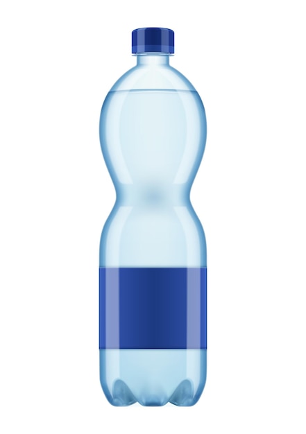 Composición de botella de agua mineral realista con imagen aislada de botella de agua de plástico en la ilustración de vector de fondo en blanco