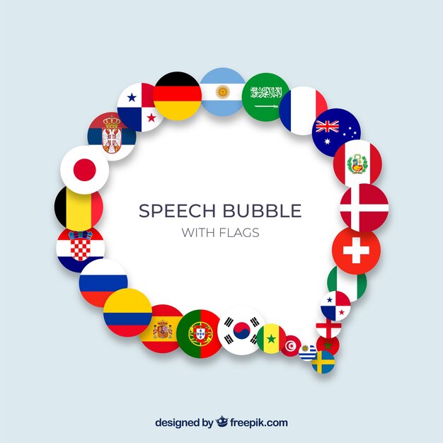 Composición burbuja de texto con diferentes banderas