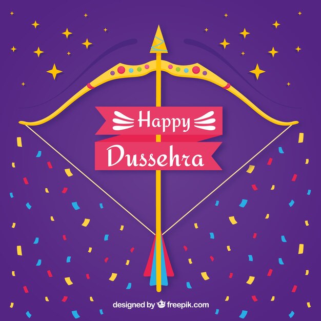 Composición de celebración de dussehra con diseño plano