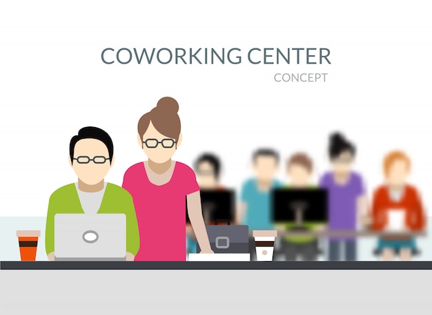 Vector gratuito composición del centro de coworking