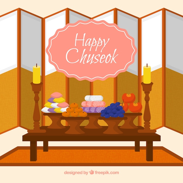 Composición de chuseok con diseño plano