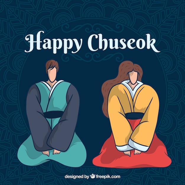 Composición de chuseok moderna con estilo adorable