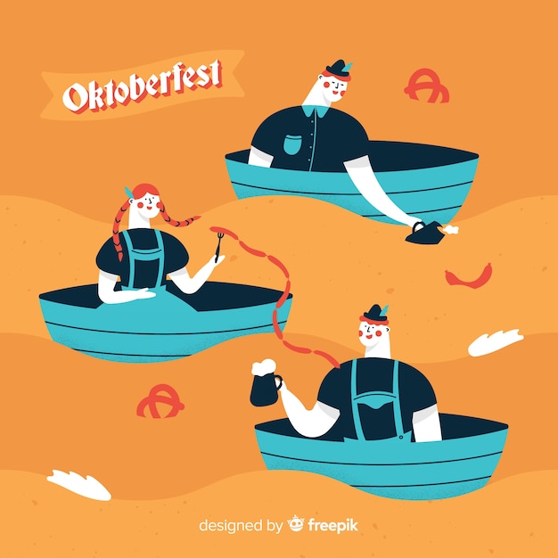 Composición clásica de oktoberfest dibujada a mano