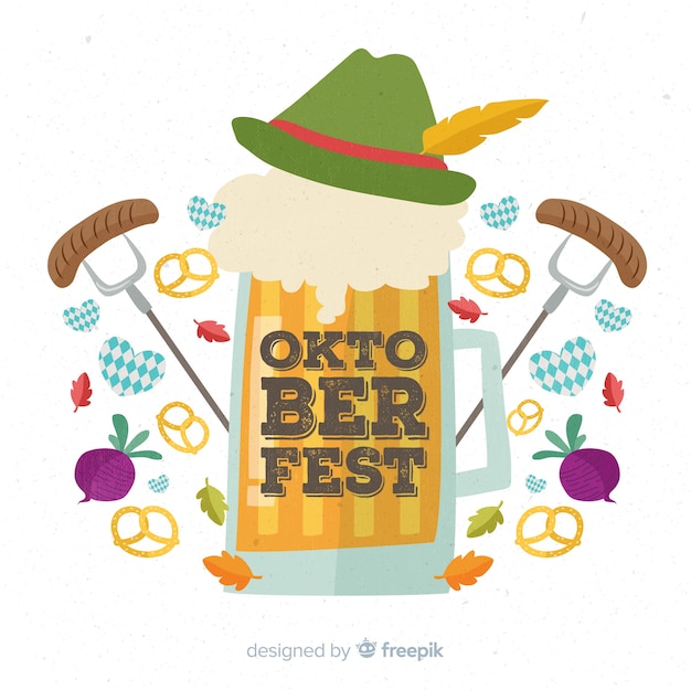 Vector gratuito composición clásica de oktoberfest dibujada a mano