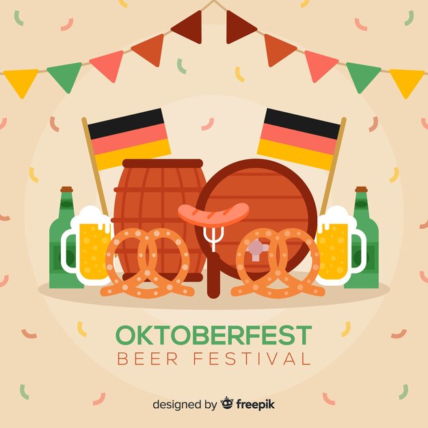 Composición clásica de oktoberfest con diseño plano