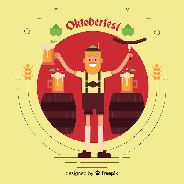 Vector gratuito composición clásica de oktoberfest con diseño plano