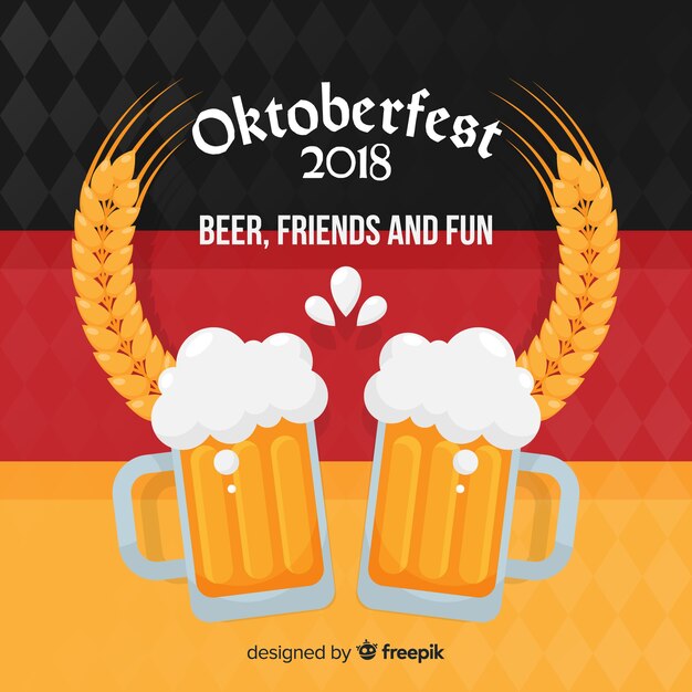 Composición clásica de oktoberfest con diseño plano